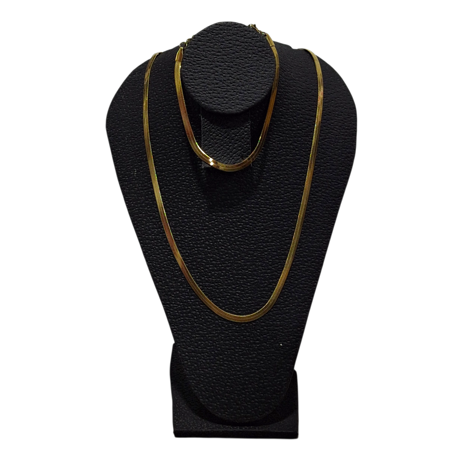 Cadena+Pulsera Plana Dorada en Acero Inoxidable